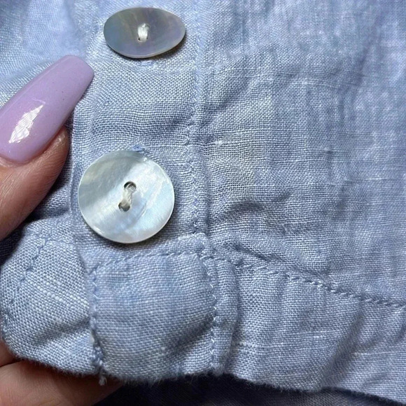 TAHARI Linen Short Sleeve Tunic Top‎ Coastal Beach Swim Cover Lagenlook Summer - Picture 10 of 11